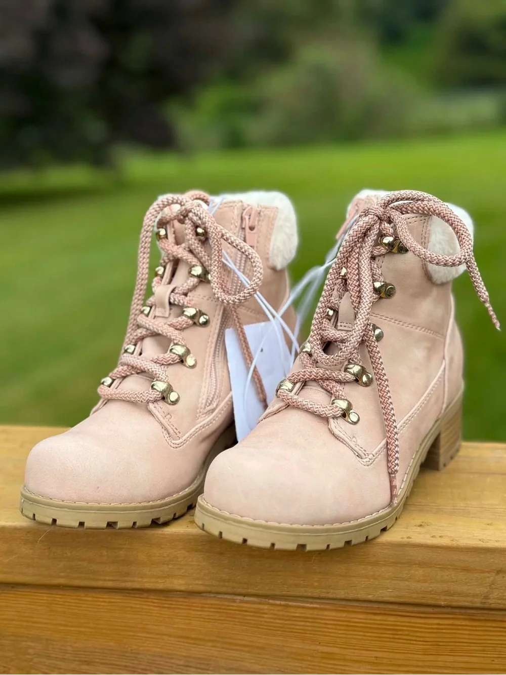 Report Blush Pink Lace-Up Ankle Boots